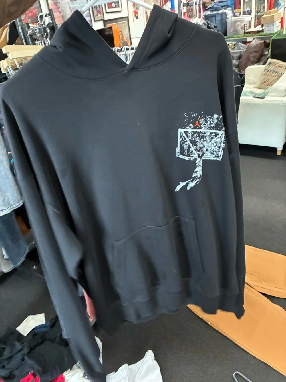 Jordan Sweatshirt Men’s Black Brooklyn Fleece Hoodie Sweater Nike Air SZ SM Used